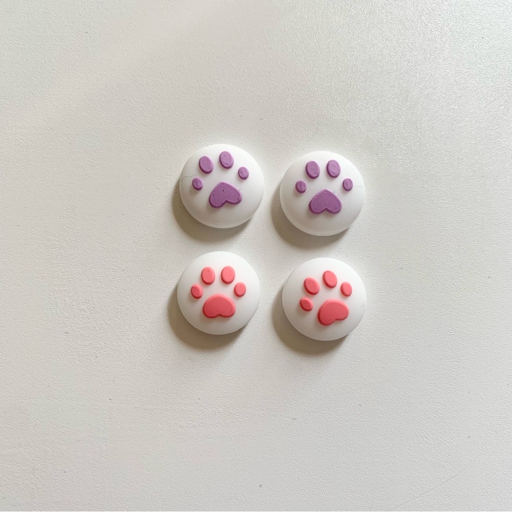 Nintendo Switch - 2 Pairs 4 Pieces Purple Pink Paws Thumb Grip Cover